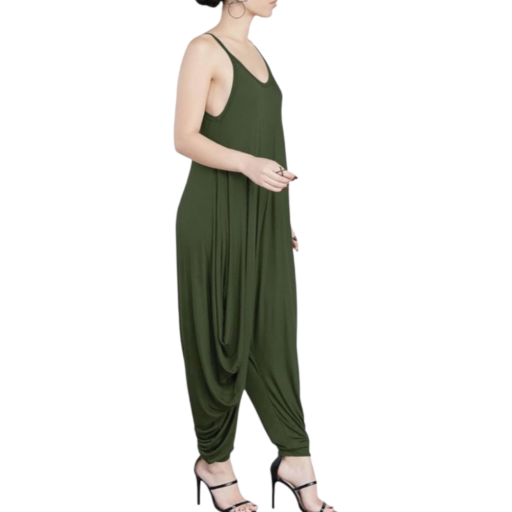 Women's Punk Spaghetti Strap V Neckline Harem One Piece Romper